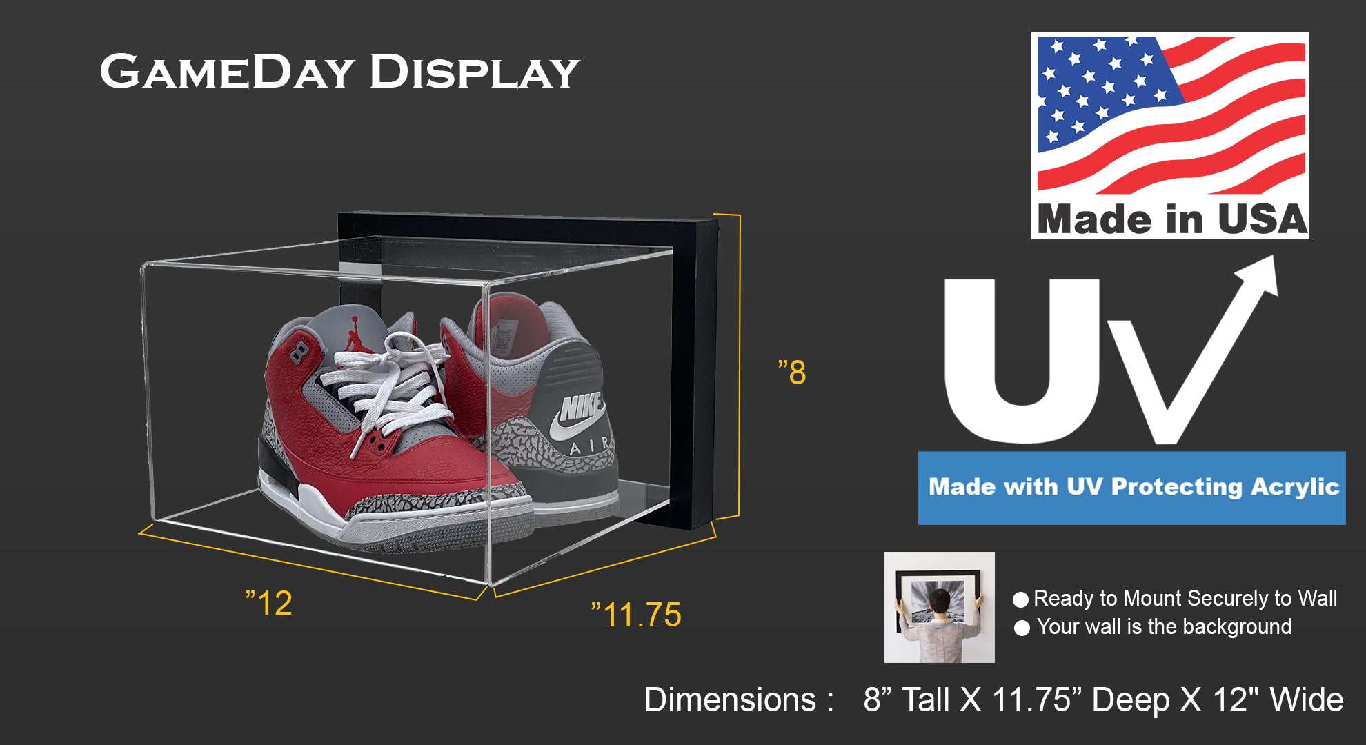 Desk or Counter Top Shoe offers Display Case Size 12 and Under by GameDay Display