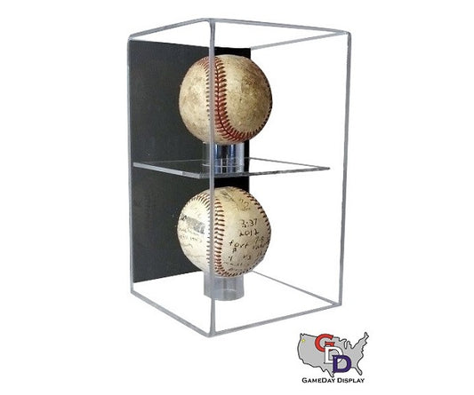 Acrylic Wall Mount Vertical 2 Baseball Display Case