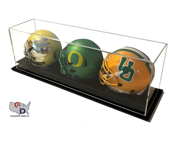 Acrylic Desk Top Triple Mini Helmet Display Case