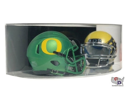 Curved Acrylic Wall Mount Double Mini Helmet Display Case