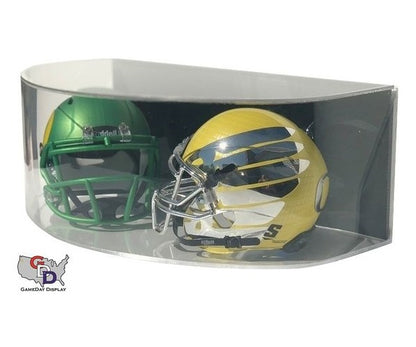 Curved Acrylic Wall Mount Double Mini Helmet Display Case