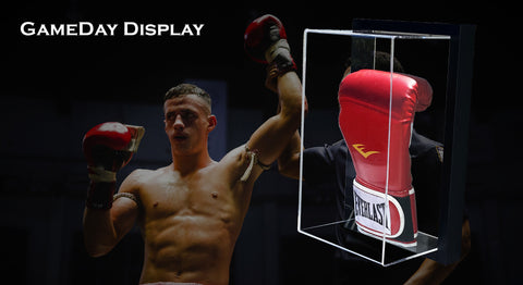 Image of Framed Acrylic Vertical Boxing Glove Display Case UV Protecting
